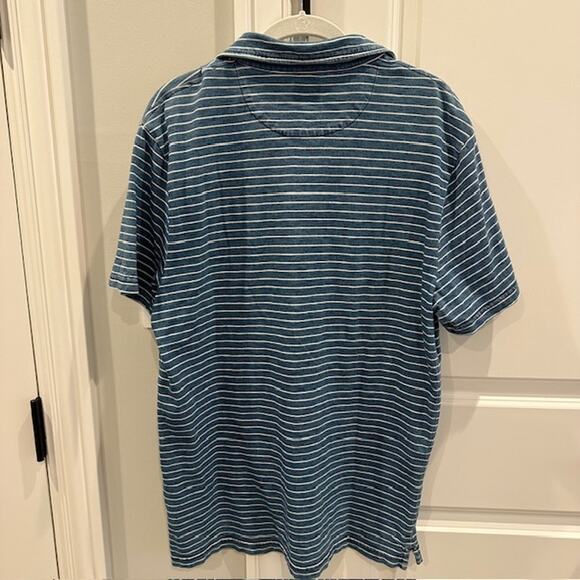 Faherty Men's Short Sleeve Natural Indigo Dyed Polo Size: Large 100% Cotton - Picture 6 of 8